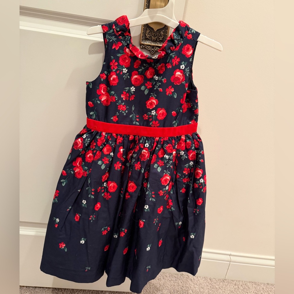 Janie and Jack Navy and Red Floral Holiday Dress (American Girl Edition)